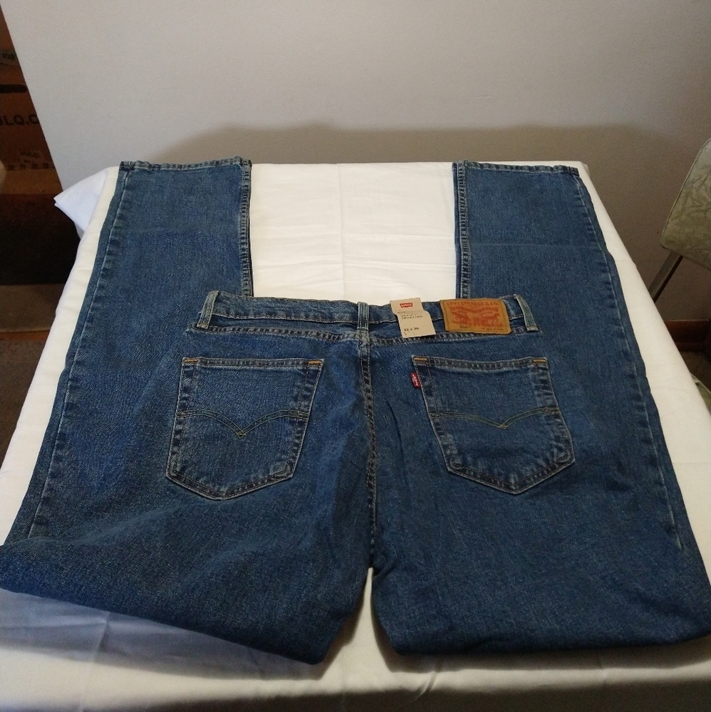 Levi's 514 Medium Indigo Straight Leg Regular Fit Blue Jeans - Picture 3 of 15